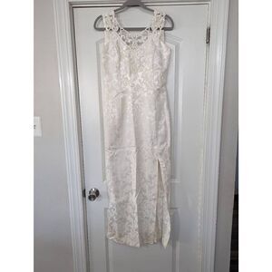 Jessica McClintock Gunne Sax Lace Wedding Dress women's white‎ sheath 1970s midi